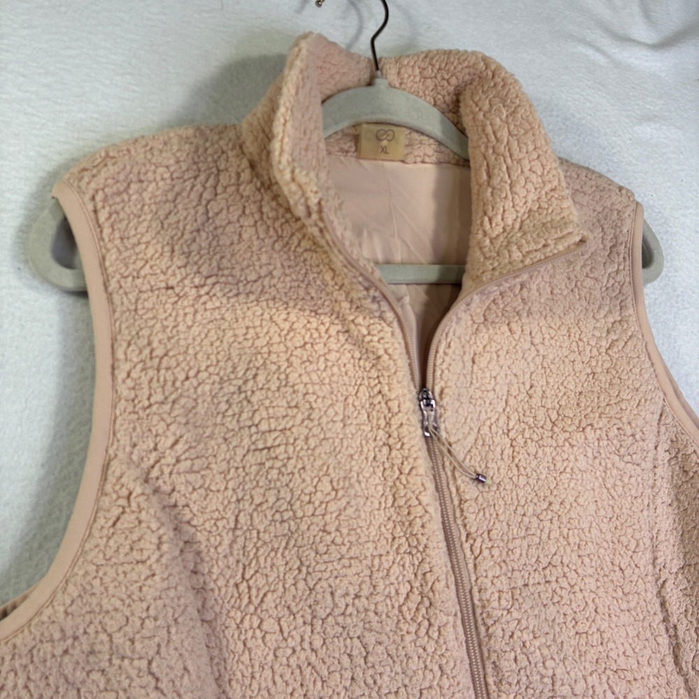 Calia by Carrie Underwood Womens XL Sherpa Fleece Full Zip Vest Blush Pink
